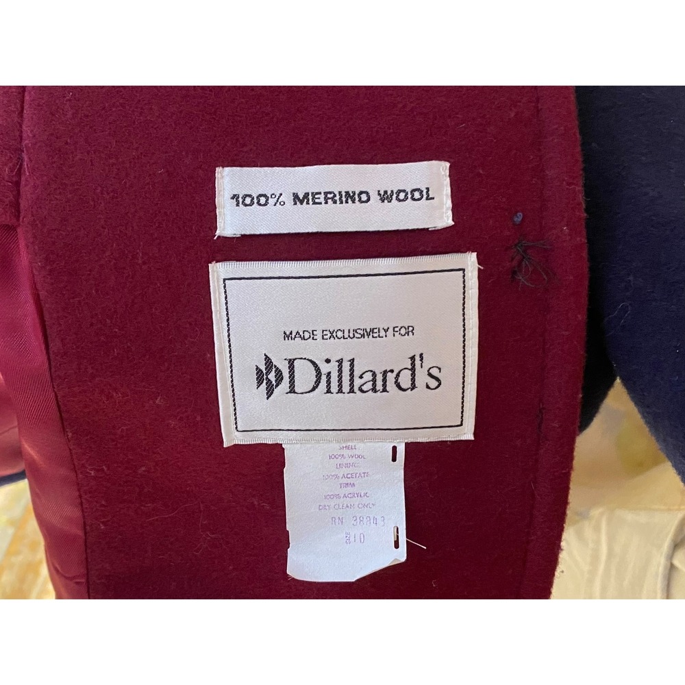 Preston & York Women's Navy Red Merino Wool Hooded Coat Size 10 Heavy Jacket - Picture 4 of 6